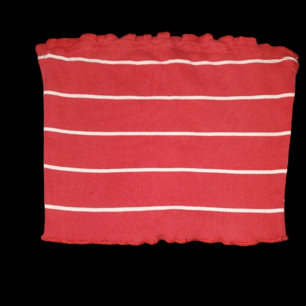 Red and white striped tube top